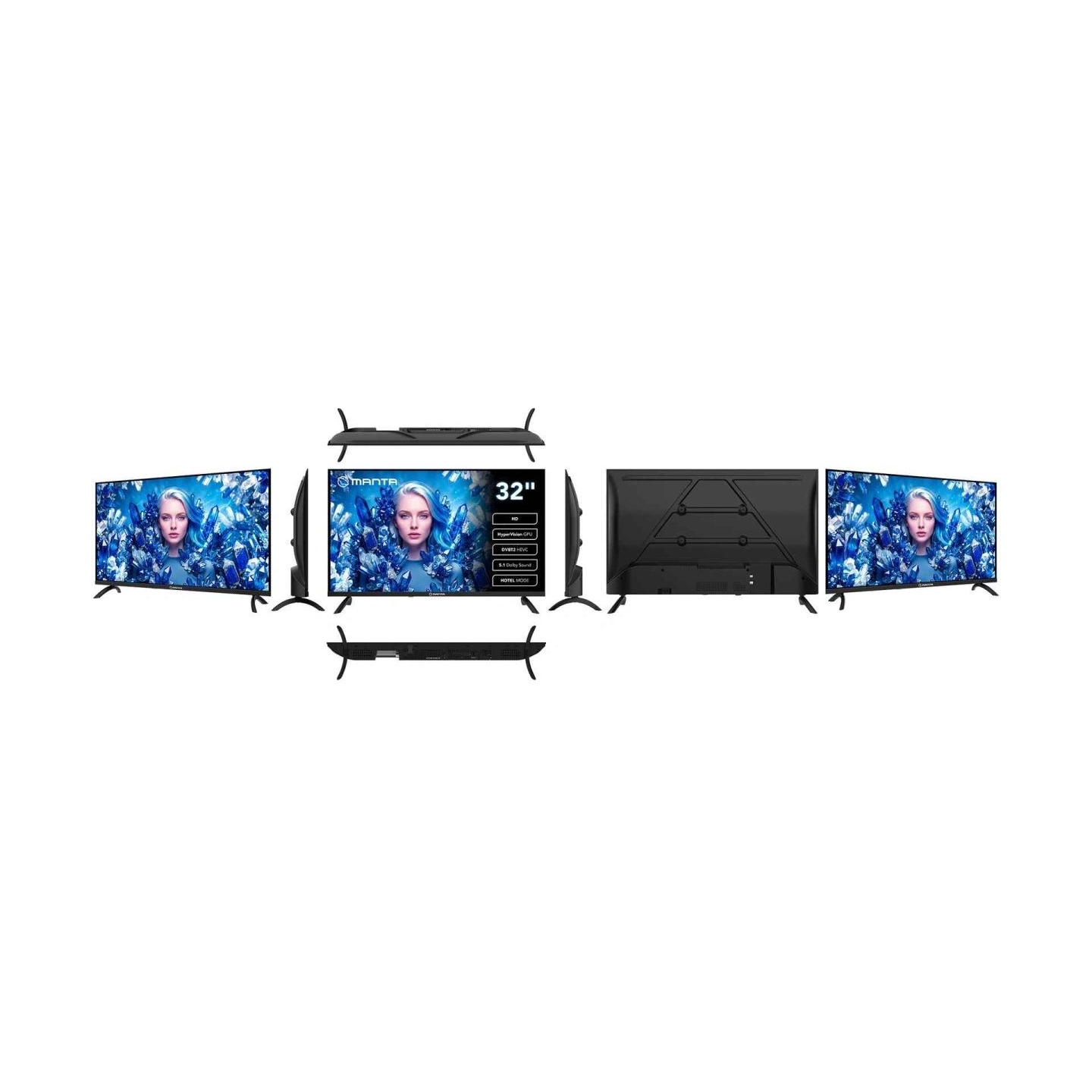 Manta MATV002LHN32 32" LED HD TV with S2 Tuner, DVBT2, HEVC/265, USB, ARC, HDMI, CI+, Slim Design, B