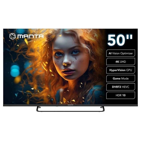 Manta MATV002LUV50 50" Smart VIDAA TV LED 4K UHD with S2 DVBT2 H Set-Top Box.265/HEVC BT HDR Wi-Fi