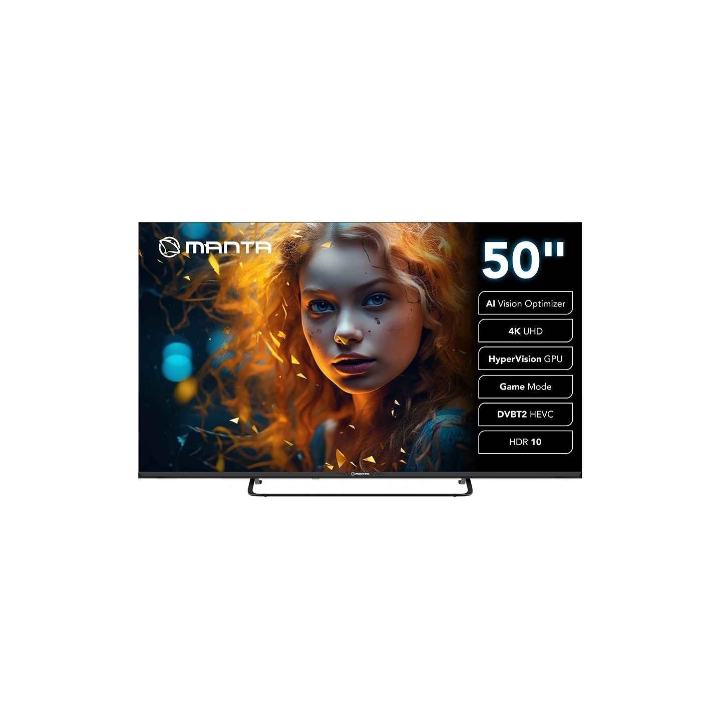 Manta MATV002LUV50 50" Smart VIDAA TV LED 4K UHD with S2 DVBT2 H Set-Top Box.265/HEVC BT HDR Wi-Fi