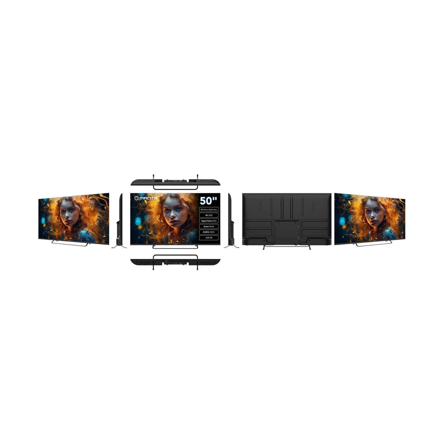 Manta MATV002LUV50 50" Smart VIDAA TV LED 4K UHD with S2 DVBT2 H Set-Top Box.265/HEVC BT HDR Wi-Fi
