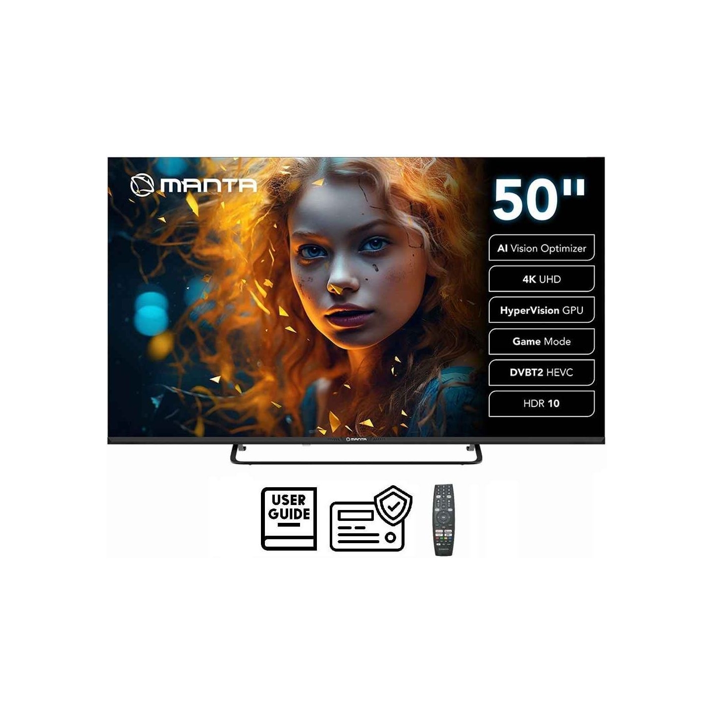 Manta MATV002LUV50 50" Smart VIDAA TV LED 4K UHD with S2 DVBT2 H Set-Top Box.265/HEVC BT HDR Wi-Fi