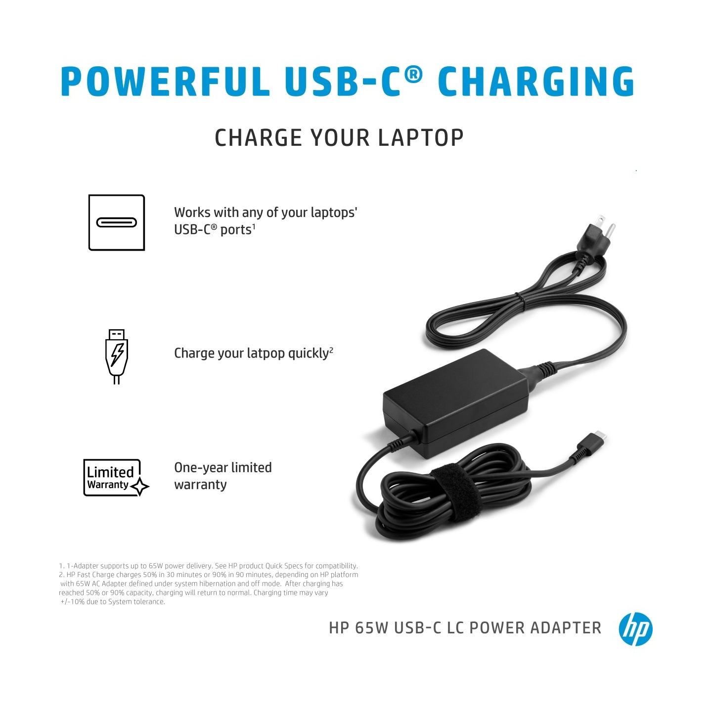 HP 65W USB-C LC Power Adapter