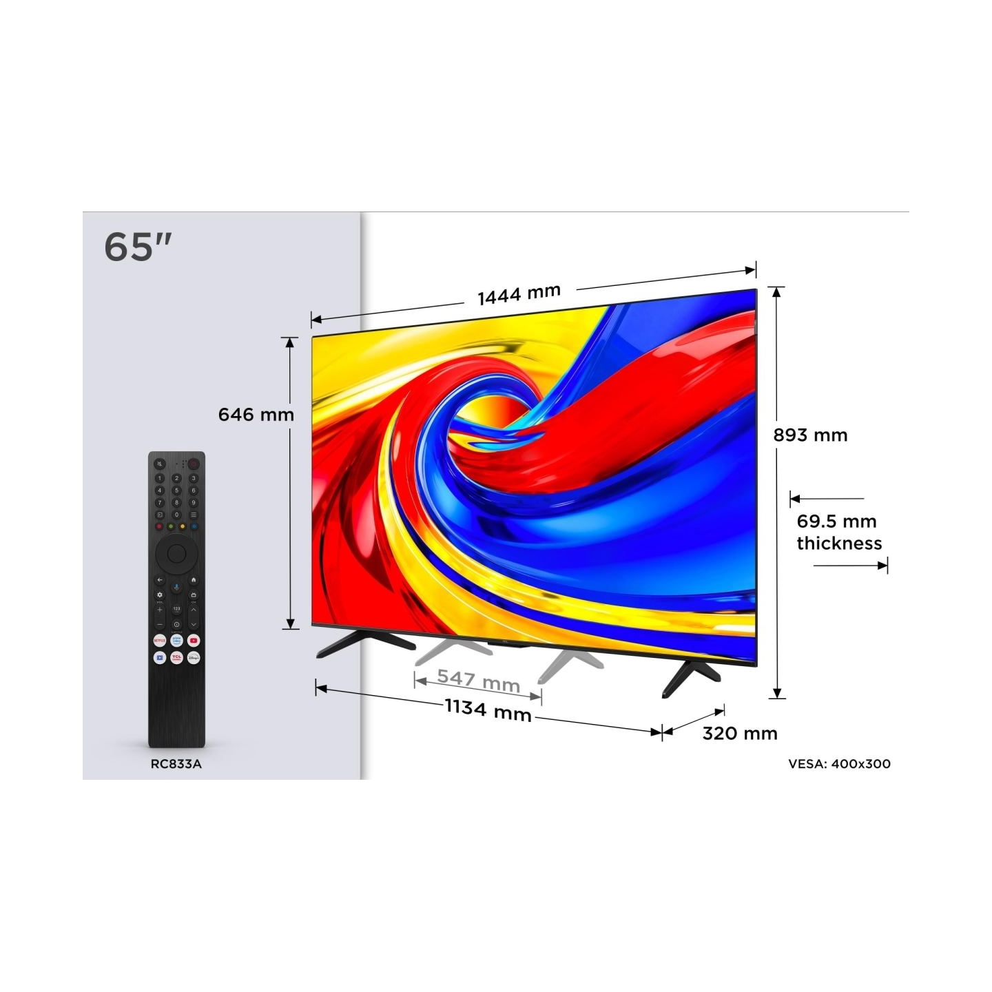 TCL TV Set|TCL|65 "|4K Ultra HD|3840 x 2160 pixels|Flat|16:9|QLED|65QLED780L