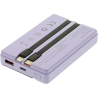 Tellur Power Bank 10000mAh, USB-C + Lightning cables built-in  purple