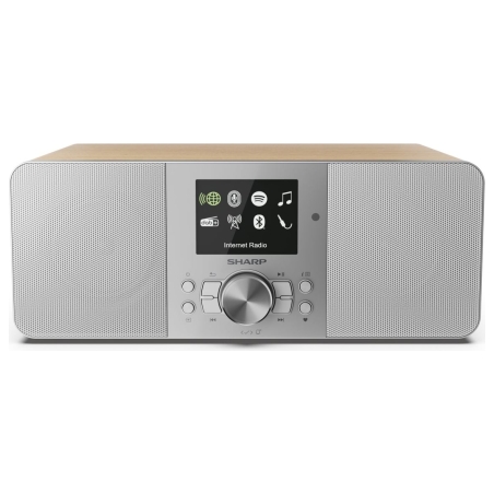 Sharp DR-I740(GY) Lisbon Stereo Smart Radio (Internet / DAB+ / FM), Grey & Oak | Sharp