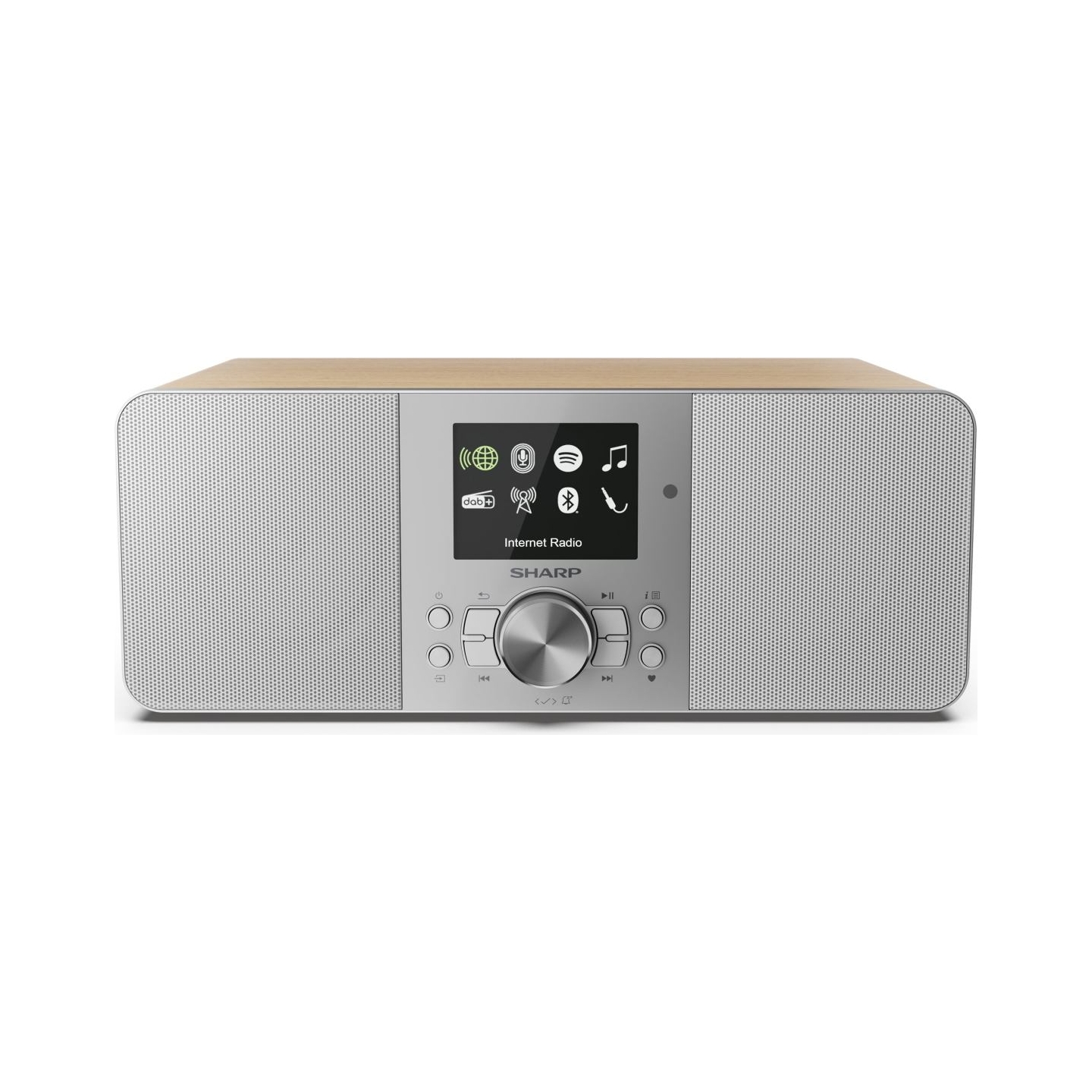 Sharp DR-I740(GY) Lisbon Stereo Smart Radio (Internet / DAB+ / FM), Grey & Oak | Sharp