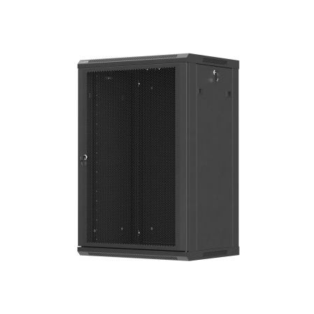 Lanberg Wall-Mounted Rack Cabinet 19 inches 18U 600x450 black Perforated Doors (flat pack)