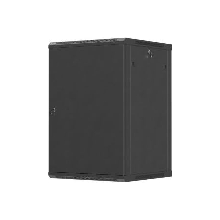 Lanberg Wall-Mounted Rack Cabinet 19 inches 18U 600x600 black metal door (flat pack)