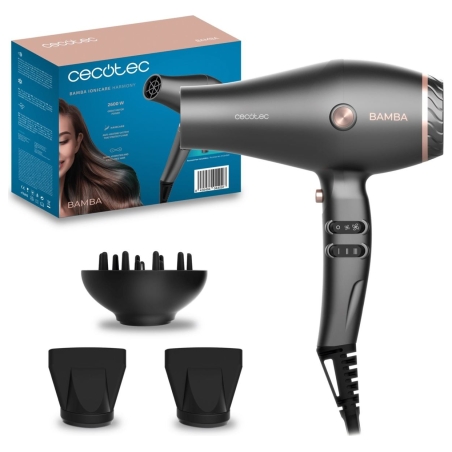 Cecotec Hair dryer | IoniCare Harmony | 2600 W | Number of temperature settings 3 | Ionic function | Grey | Diffuser nozzle