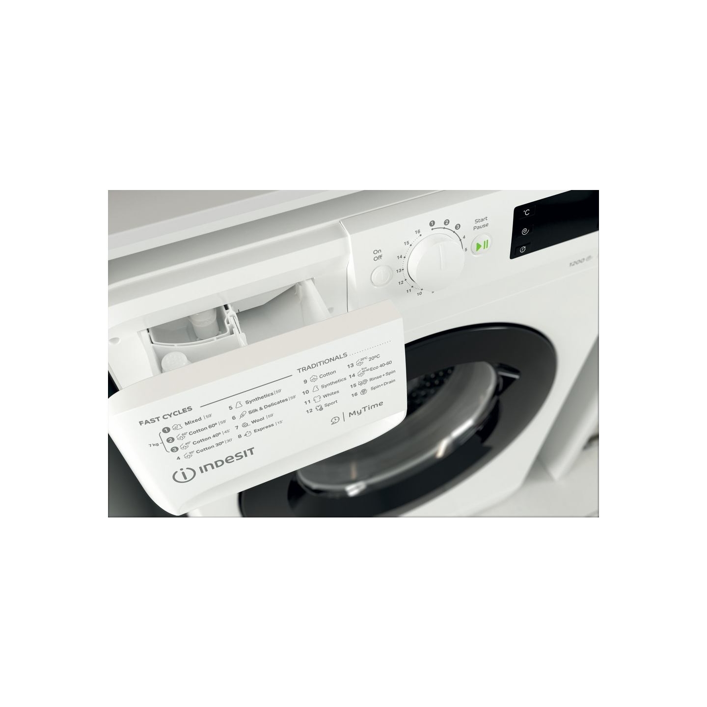 Indesit | Washing machine | MTWE 71252 WK EE | Energy efficiency class E | Front loading | Washing capacity 7 kg | 1200 RPM | De