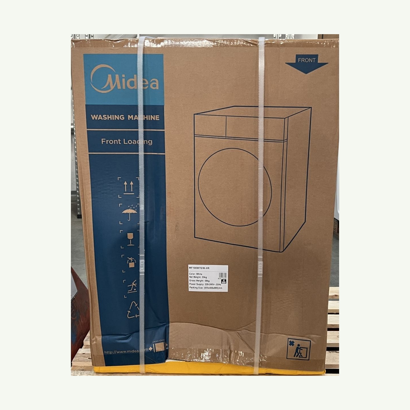 Midea MF100W70/W-HR Washing Machine, D, Front loading, Depth 40 cm, 7 kg, White DAMAGED PACKAGING | Midea | Washing Machine | MF