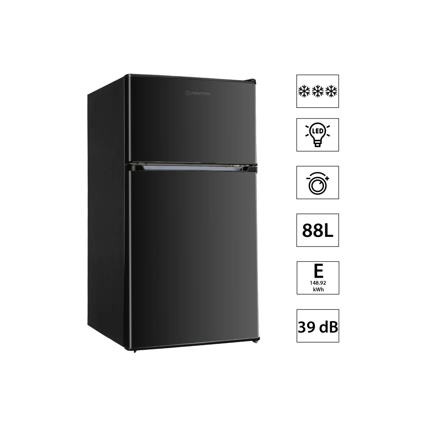 Manta MM545DBK Fridge 88L Black