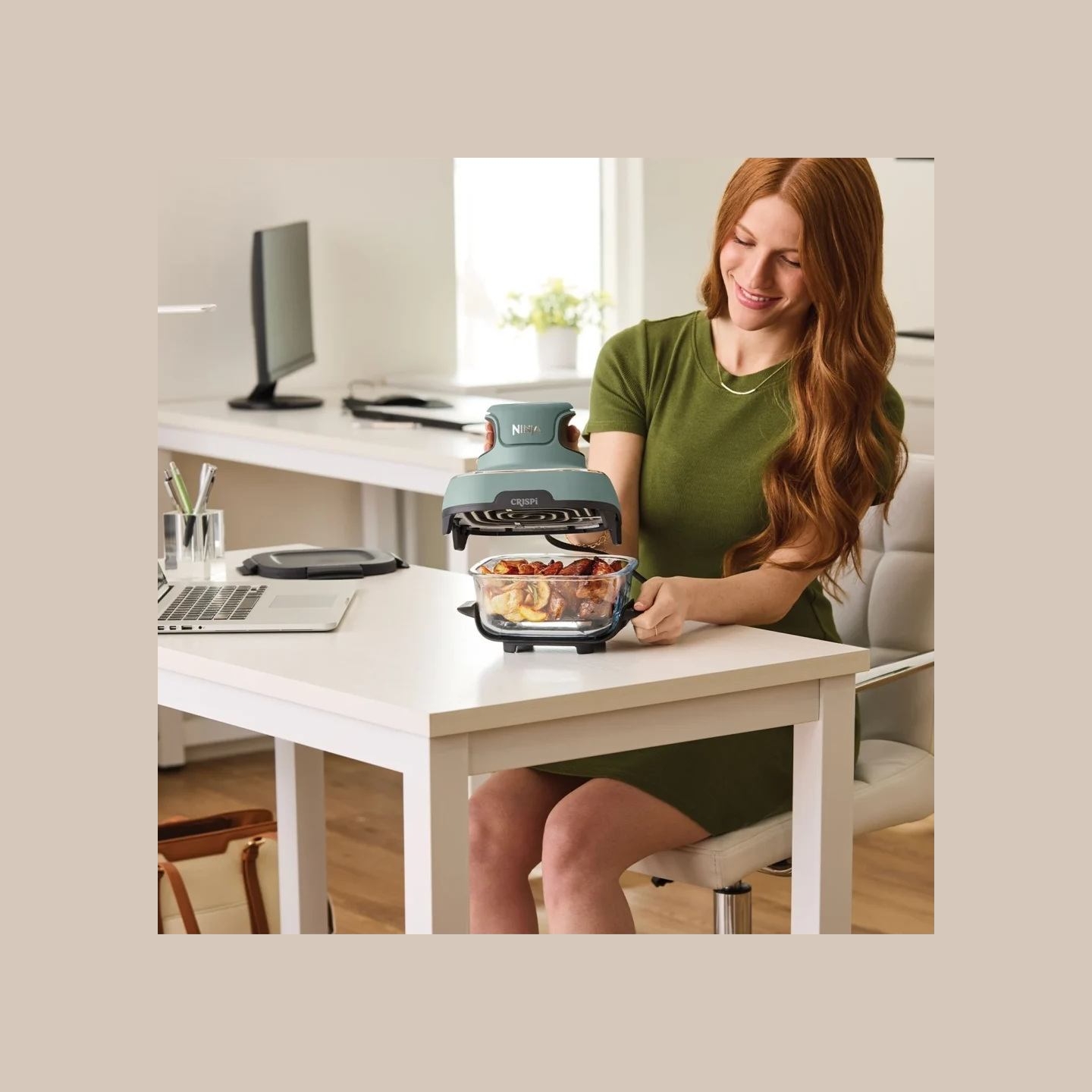 Ninja | 4-in-1 Portable Glass Air Fryer | FN101EUGY Crispi | Power 1700 W | Capacity 3.8 L | Blue/Black