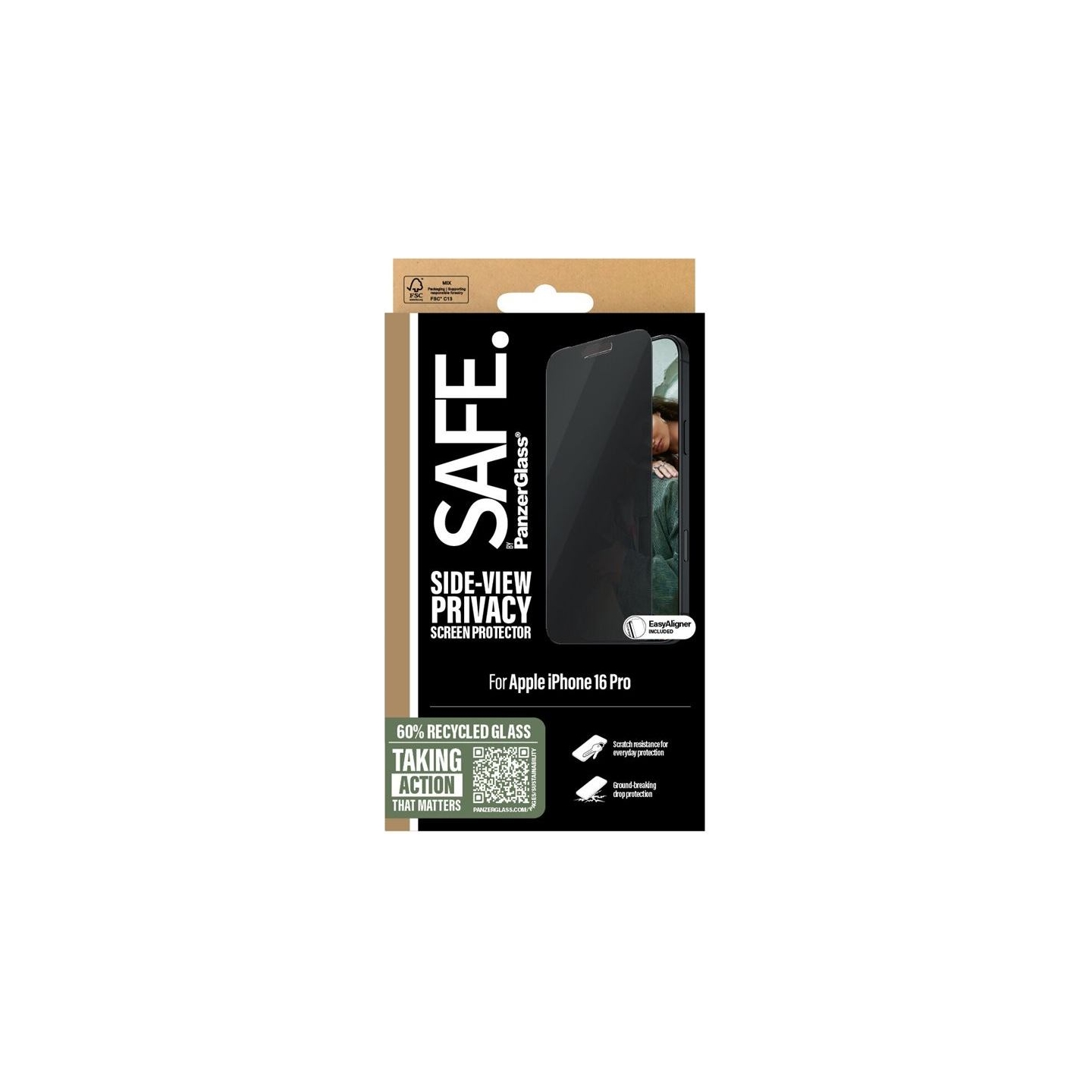 Panzerglass Screen protector | Apple | iPhone 16 Pro | Glass | Black | Ultra-Wide Fit