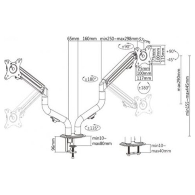 Gembird Adjustable desk 2-display