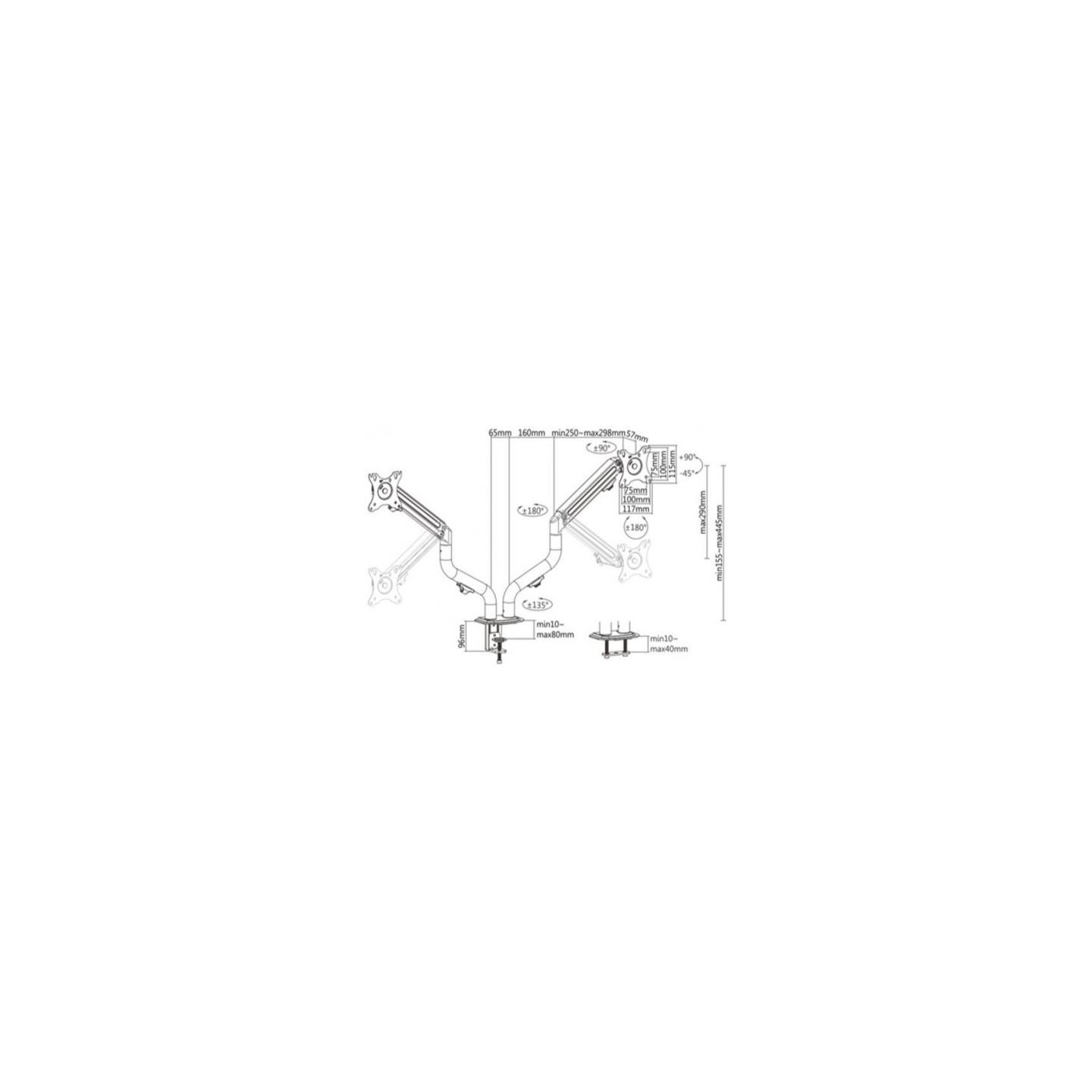 Gembird Adjustable desk 2-display