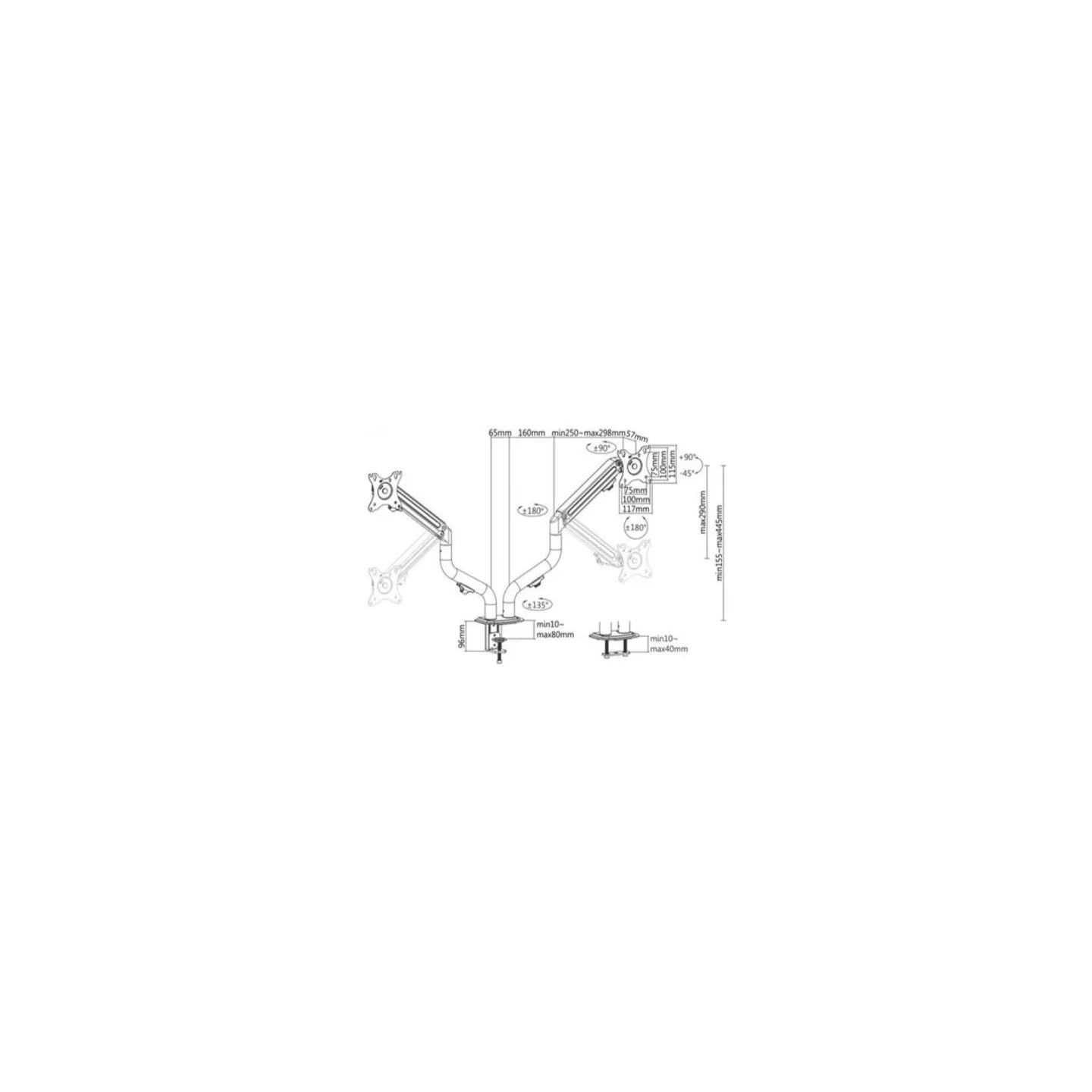 Gembird Adjustable desk 2-display