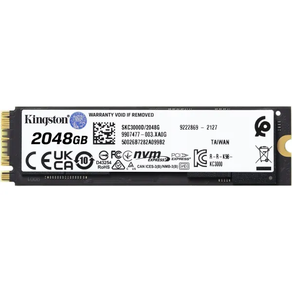Kingston | SSD | KC3000 | 2048 GB | SSD form factor M.2 2280 | Solid-state drive interface PCIe 4.0 NVMe M.2 | Read speed 7000 M