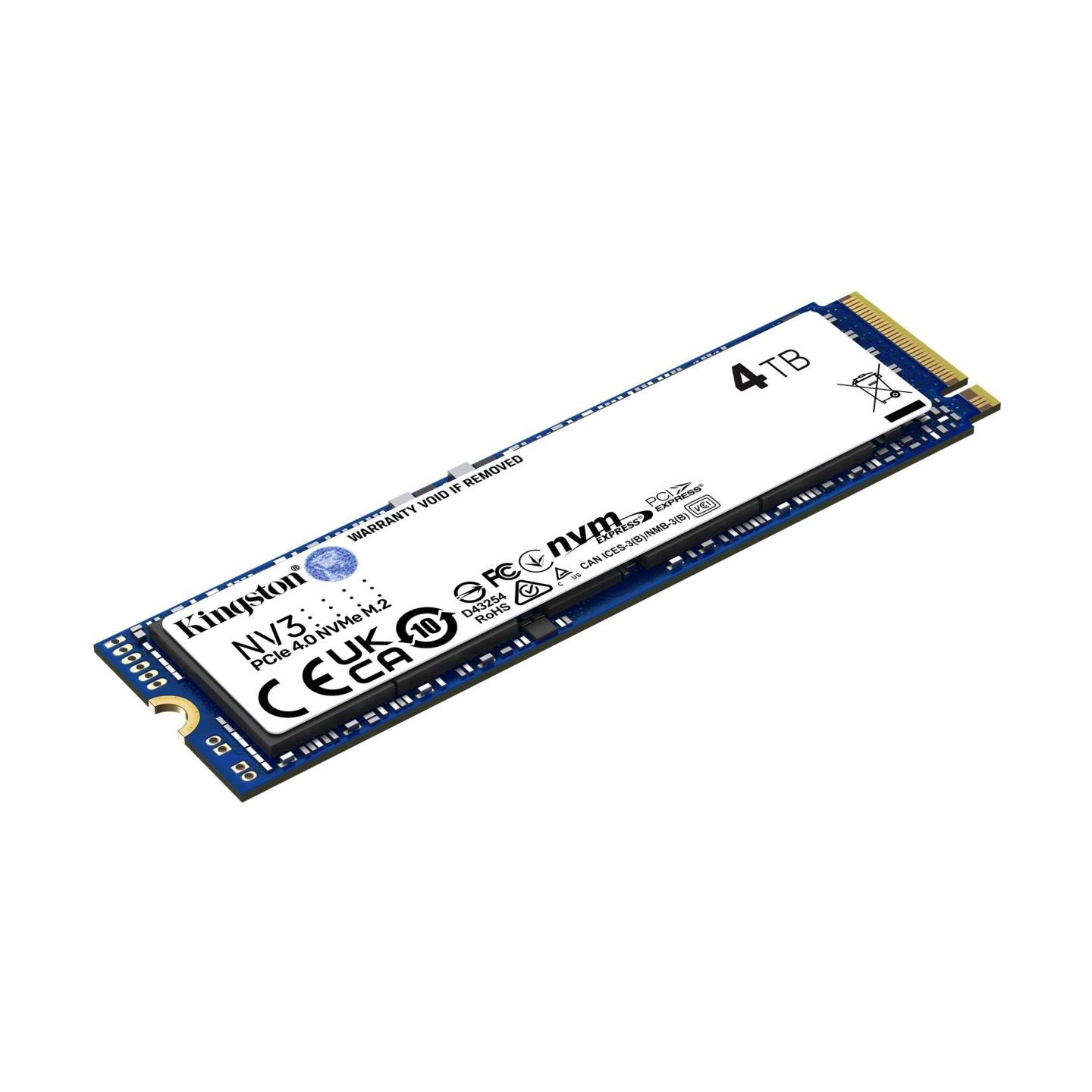 Kingston SSD | NV3 | 4000 GB | SSD form factor M.2 2280 | Solid-state drive interface PCIe 4.0 x4 NVMe | Read speed 6000 MB/s | 