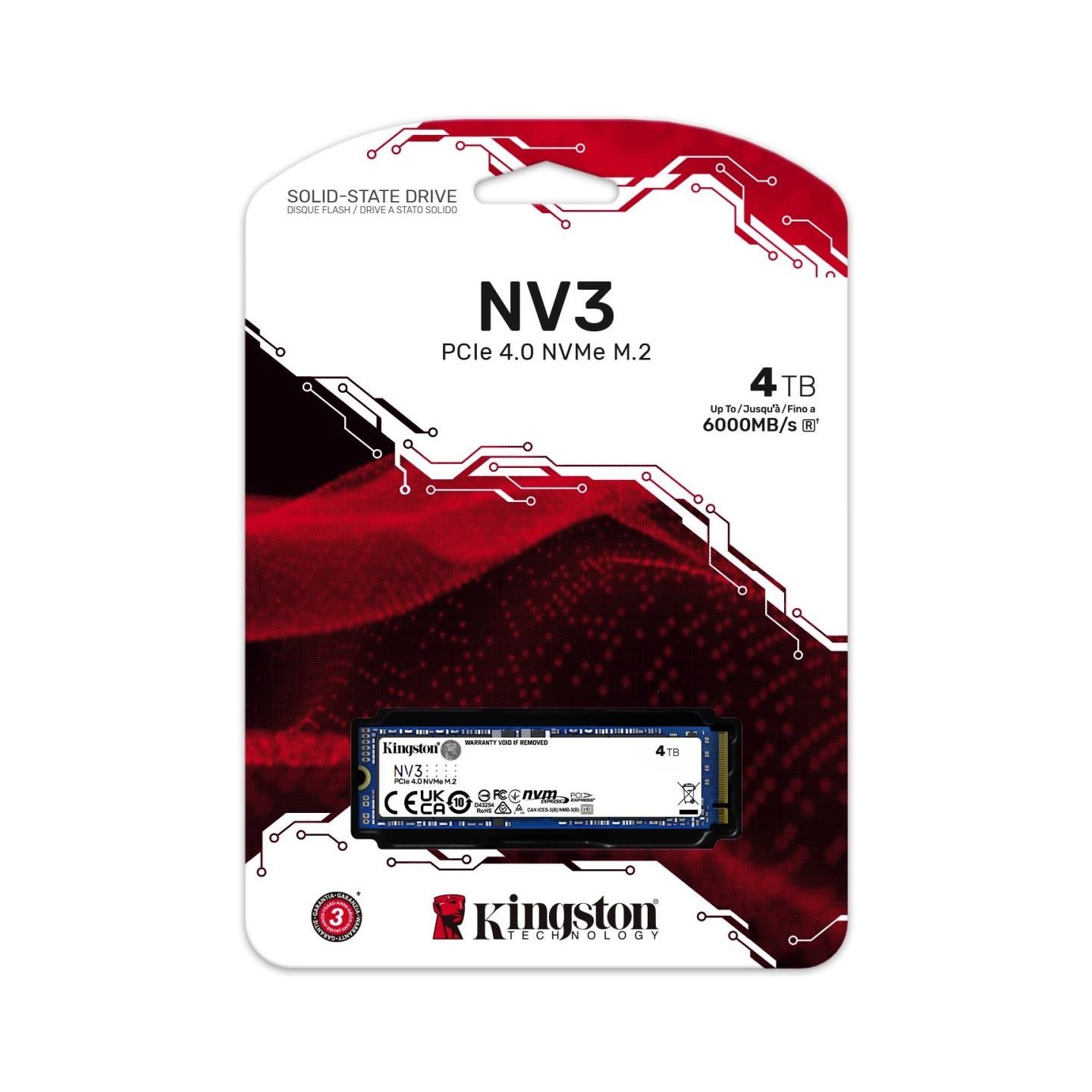 Kingston NV3 4TB M.2 2280 PCI-e 4.0 NVMe 6000/5000 SSD