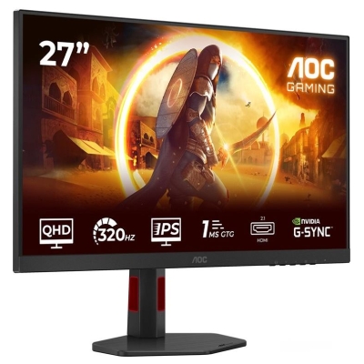 AOC | Q27G4SRU | 27 " | Fast IPS | QHD | 16:9 | 320 Hz | 0.3 ms | 2560 x 1440 pixels | 400 cd/m² | HDMI ports quantity 2 | Black