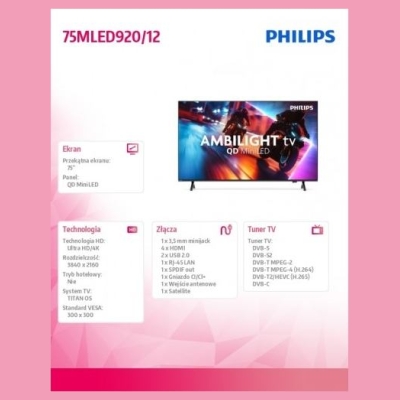 Philips TV QD MiniLED 75 inches 75MLED920/12