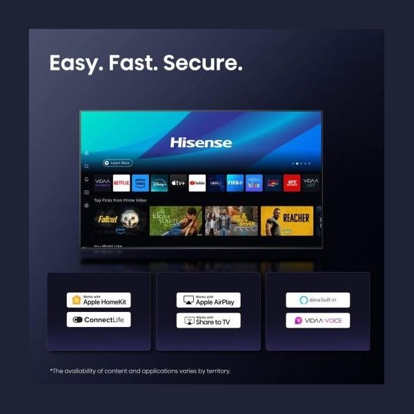 Hisense UHD QLED Smart TV | 65E7Q | 65" | Smart TV | VIDAA OS | UHD | Black