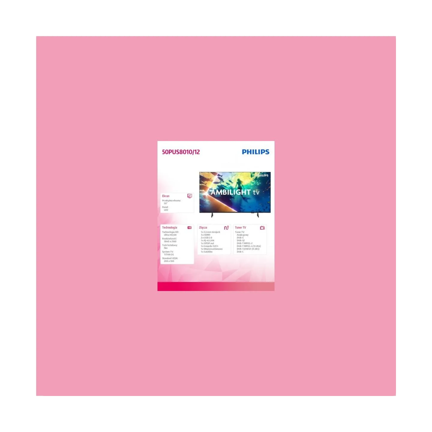 Philips 50PUS8010/12 | 50 | Smart TV | TITAN OS | UHD | Black