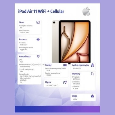 Apple iPad Air 11 inches WiFi + Cellular 128GB Starlight