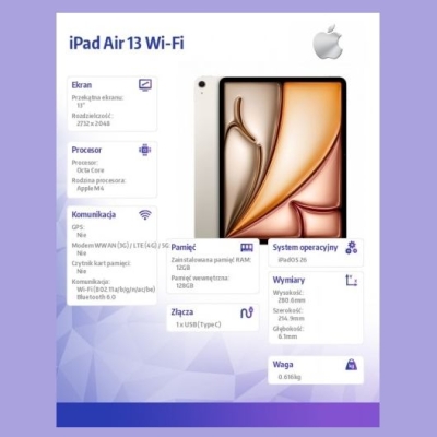 Apple iPad Air 13 inches WiFi 128GB Starlight