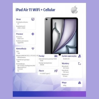 Apple iPad Air 11 inches WiFi + Cellular 256GB Space Grey