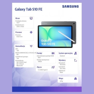 Samsung Tablet Galaxy Tab S10 FE X520 10.9 inches Wifi 8/128GB szary