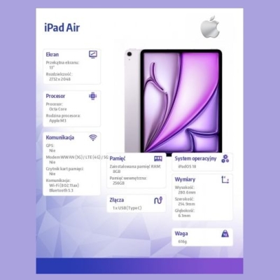 Apple IPAD AIR 13 WIFI 256GB PUR