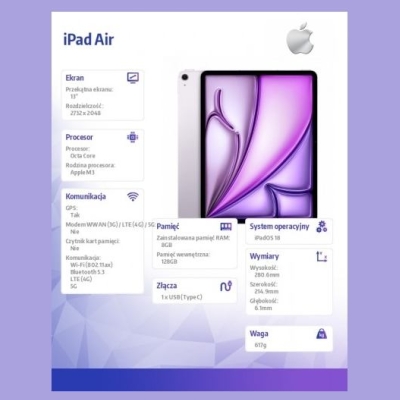 Apple IPAD AIR 13 WF CL 128GB PUR