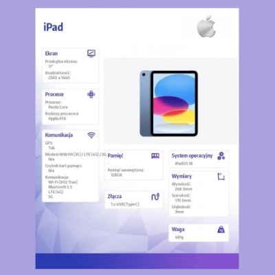 Apple IPAD WF CL 128GB BLU