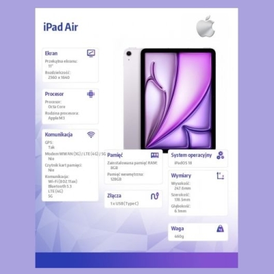 Apple IPAD AIR 11 WF CL 128GB PUR