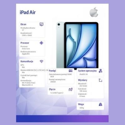 Apple IPAD AIR 11 WIFI 256GB BLU