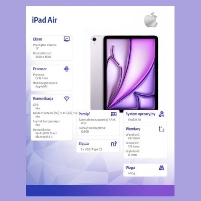 Apple IPAD AIR 11 WIFI 128GB PUR