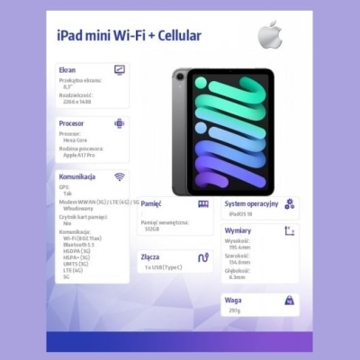 Apple iPad mini Wi-Fi + Cellular 512GB Space Gray