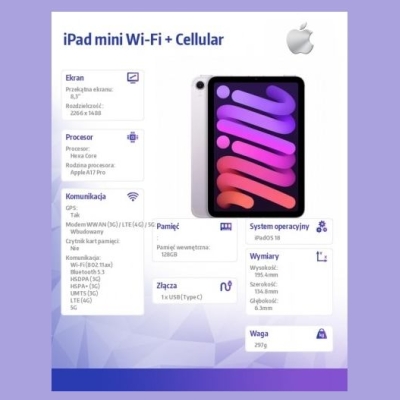 Apple iPad mini Wi-Fi + Cellular 128GB Purple