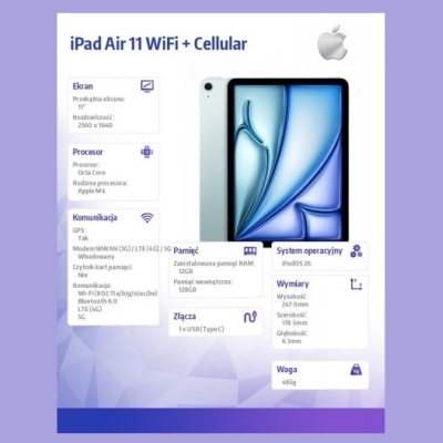 Apple iPad Air 11 inches WiFi + Cellular 128GB Blue