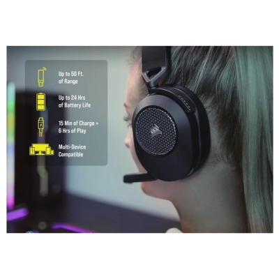 Corsair | Gaming Headset | HS65 | Wireless | Over-Ear | Microphone | Carbon | Wireless