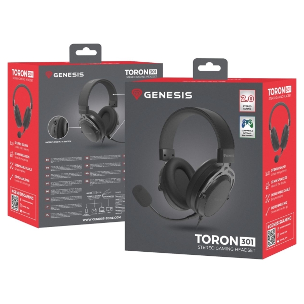 Genesis | Gaming Headset | Toron 301 | Wired | Over-Ear | Microphone | Black