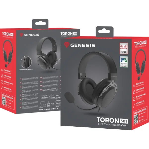 Genesis | Gaming Headset | Toron 301 | Wired | Over-Ear | Microphone | Black