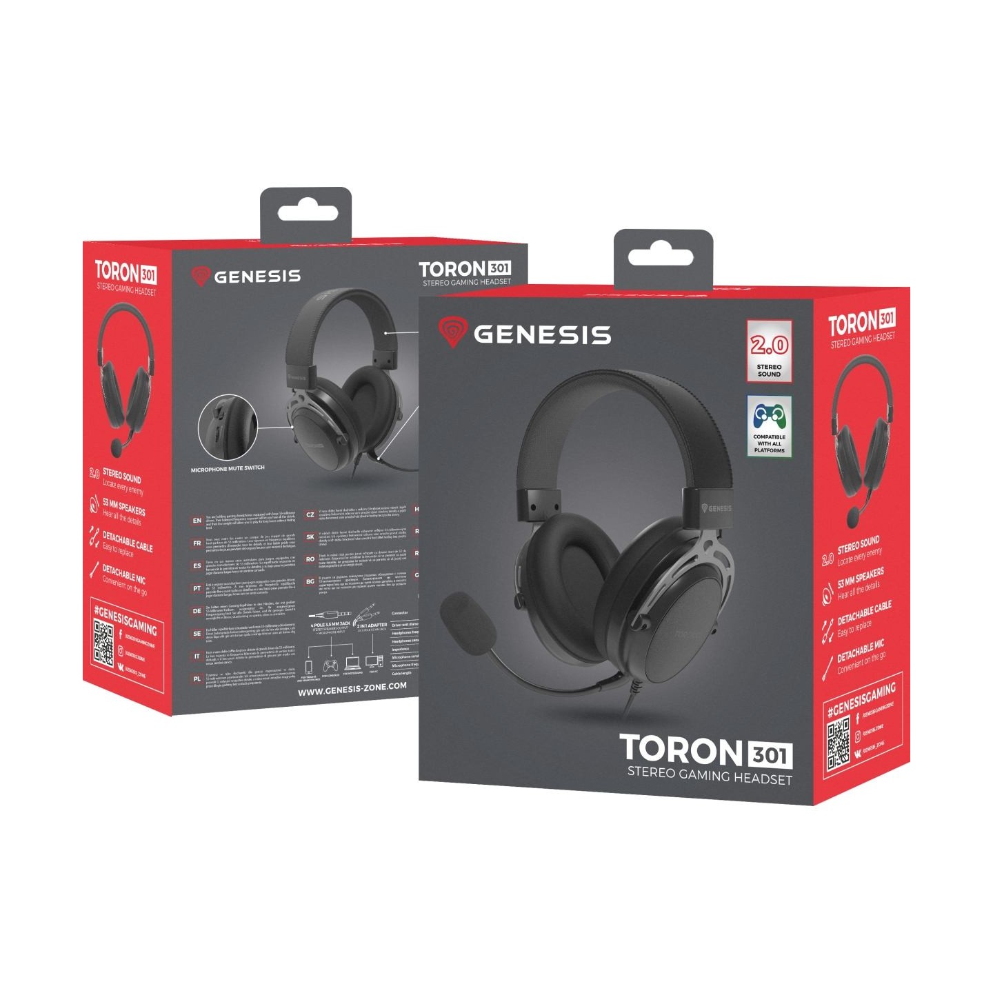Genesis | Gaming Headset | Toron 301 | Wired | Over-Ear | Microphone | Black