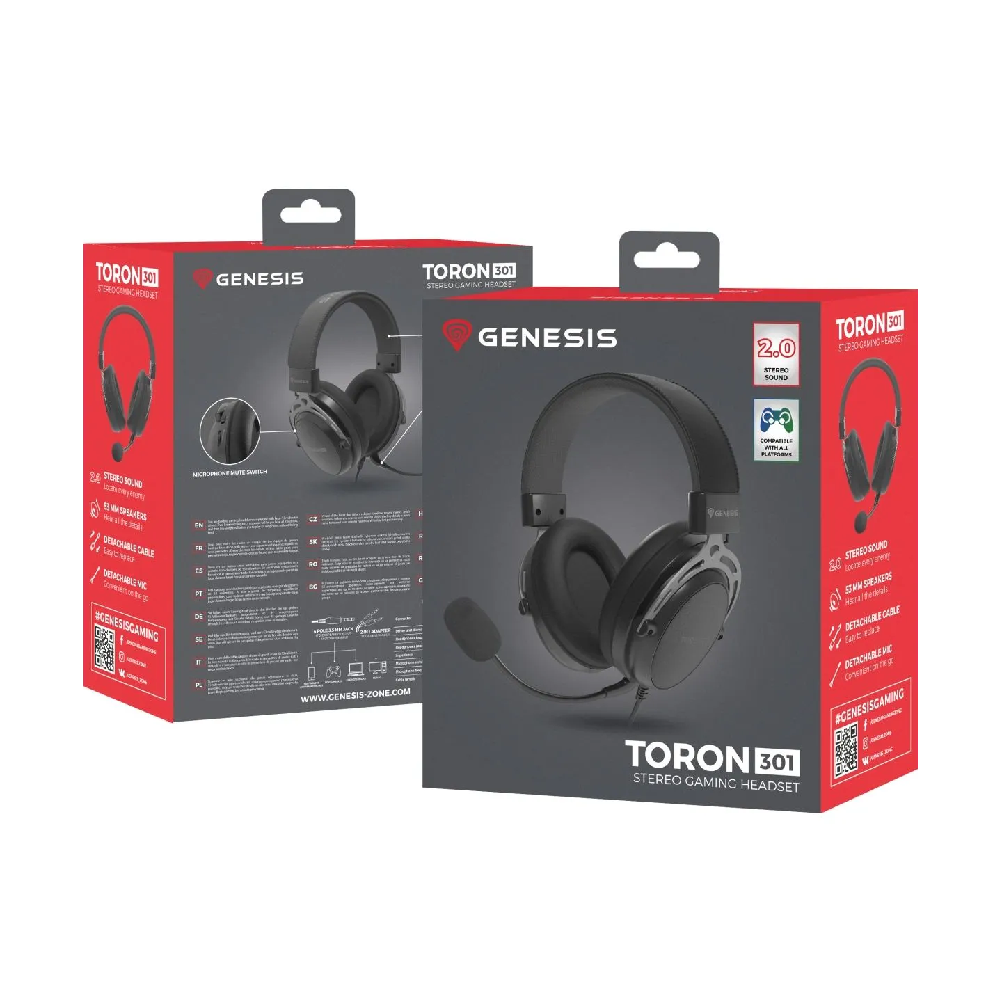 Genesis | Gaming Headset | Toron 301 | Wired | Over-Ear | Microphone | Black