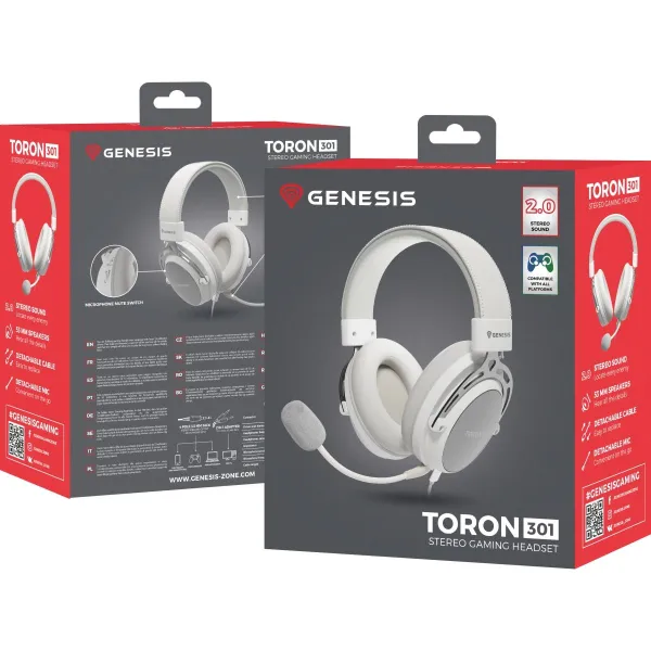 Genesis | Gaming Headset | Toron 301 | Wired | Over-Ear | Microphone | White