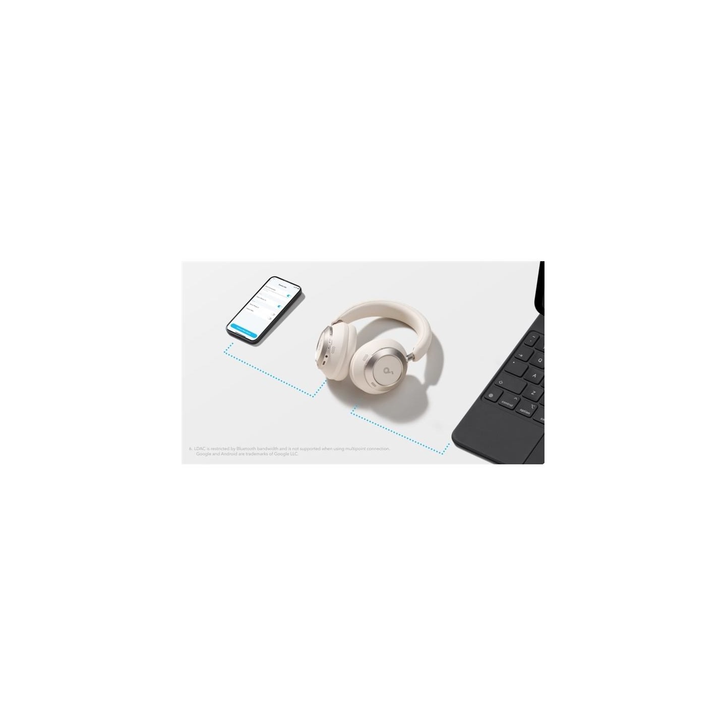 Anker Soundcore | Foldable Headphones | Space One Pro | Bluetooth | Over-ear | Microphone | Cream White | Wireless
