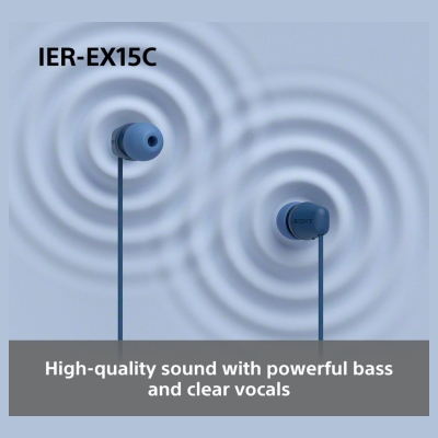 Sony Earbuds | IER‑EX15C | Wired | In-ear | Microphone | Blue