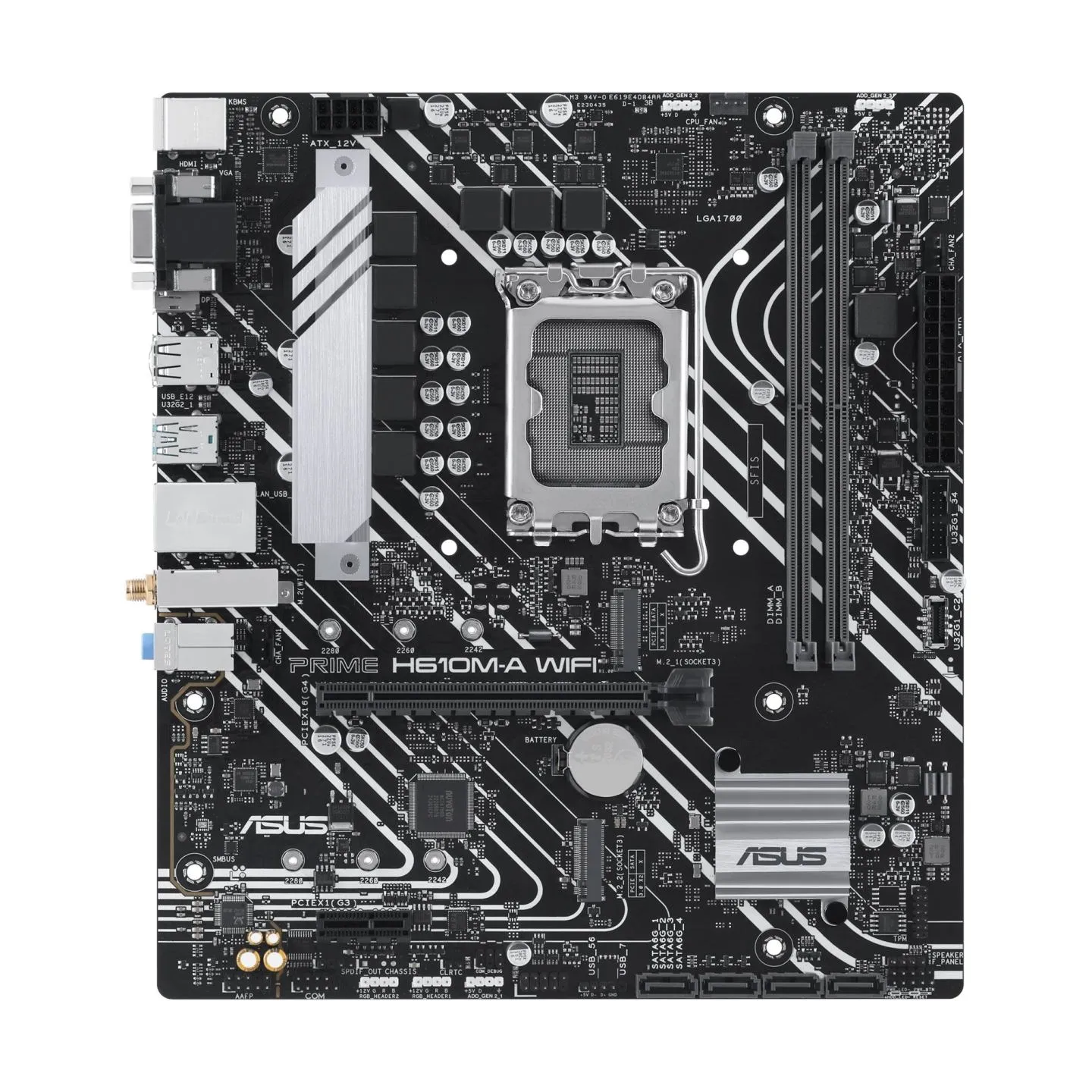 Asus | Processor family Intel H610 | Processor socket 1 x LGA1700 Socket | 2 DIMM slots - DDR5, non-ECC, unbuffered | Supported 